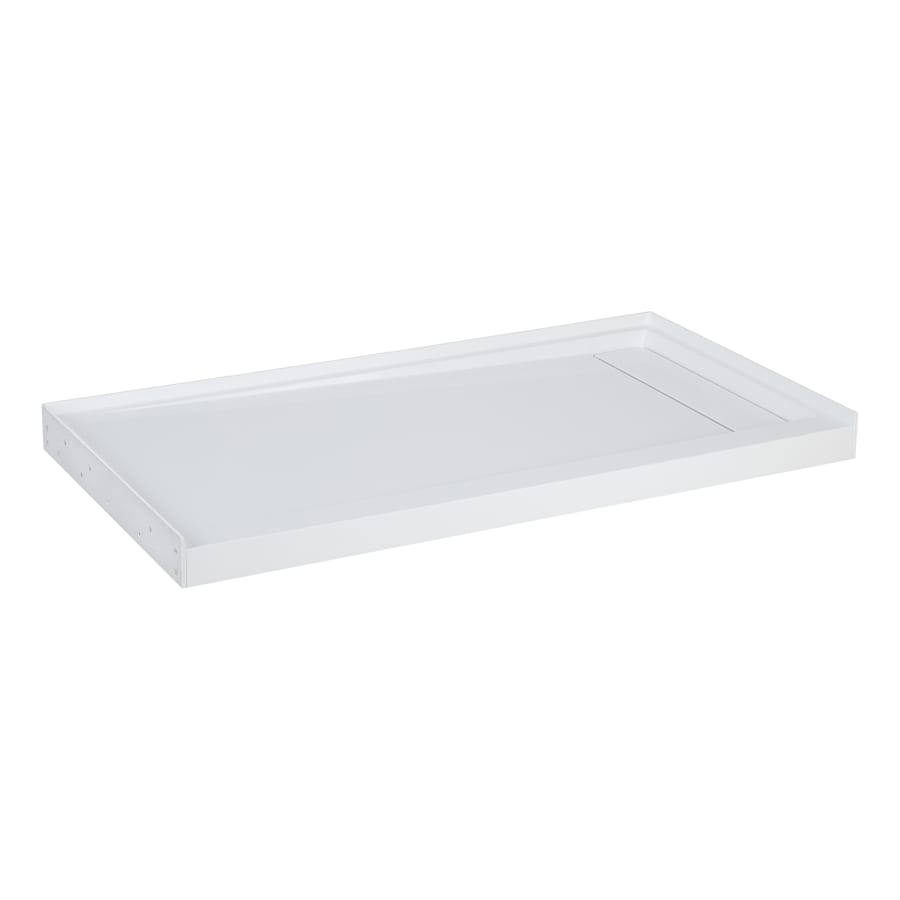Signature Hardware 60" x 32" Solid Surface Three Wall Shower Base with Single Threshold and Right Drain Glossy White