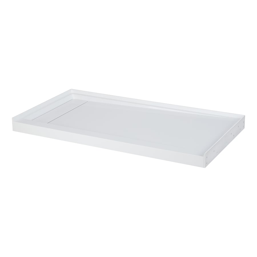 Signature Hardware 60" x 32" Solid Surface Three Wall Shower Base with Single Threshold and Left Drain Glossy White