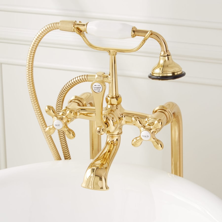 Oil Rubbed Bronze Freestanding Tub Faucet - Floor Mounted Single Handle Brass Bathtub Mixer Tap With Hoses - View #5
