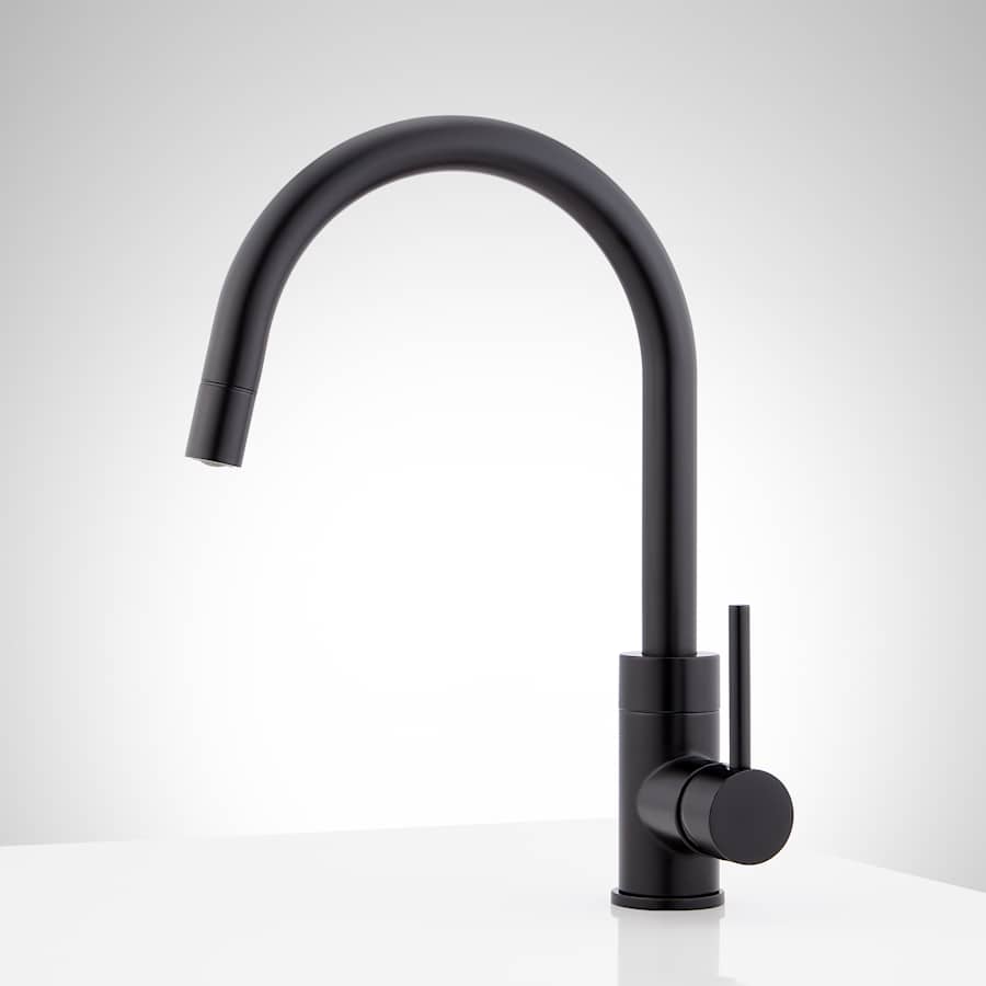 Signature Hardware Ravenel Einloch-Küchenarmatur – Ausziehbar, 1,8 GPM, Mattschwarz, 25 Jahre Garantie