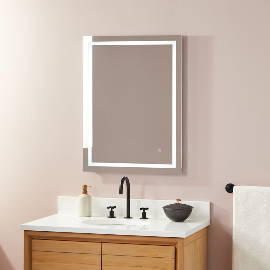 Signature Hardware Donoma 31-7/8" x 24" Modern Rectangular Frameless Bathroom Wall Mirror with Light N/A