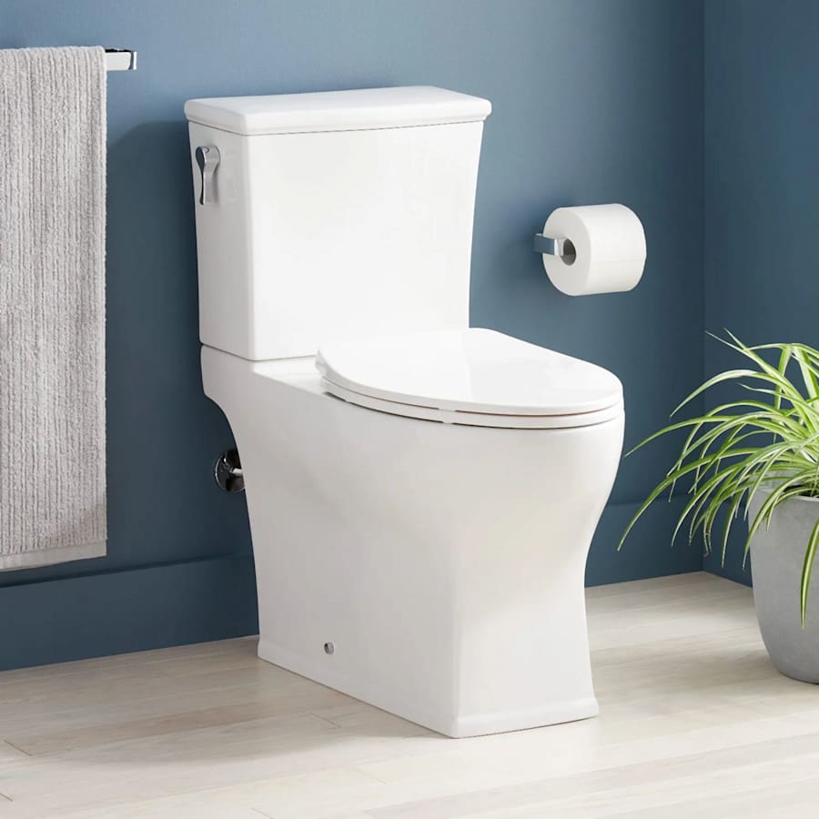 Signature Hardware Carraway 1.28 GPF Two Piece Elongated Skirted Chair Height Toilet - Seat Included White