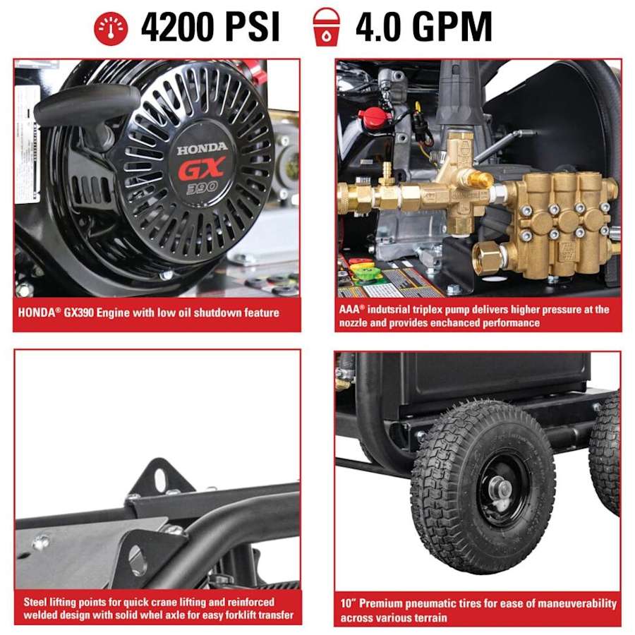 Simpson 65209 4200 PSI 4 GPM Gas Powered Cold Water Pressure