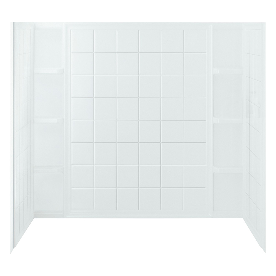 Sterling Ensemble 54-1/4" x 60" x 37-1/2" Vikrell Shower Wall Set with Tile Design and Age-in-Place Backers White