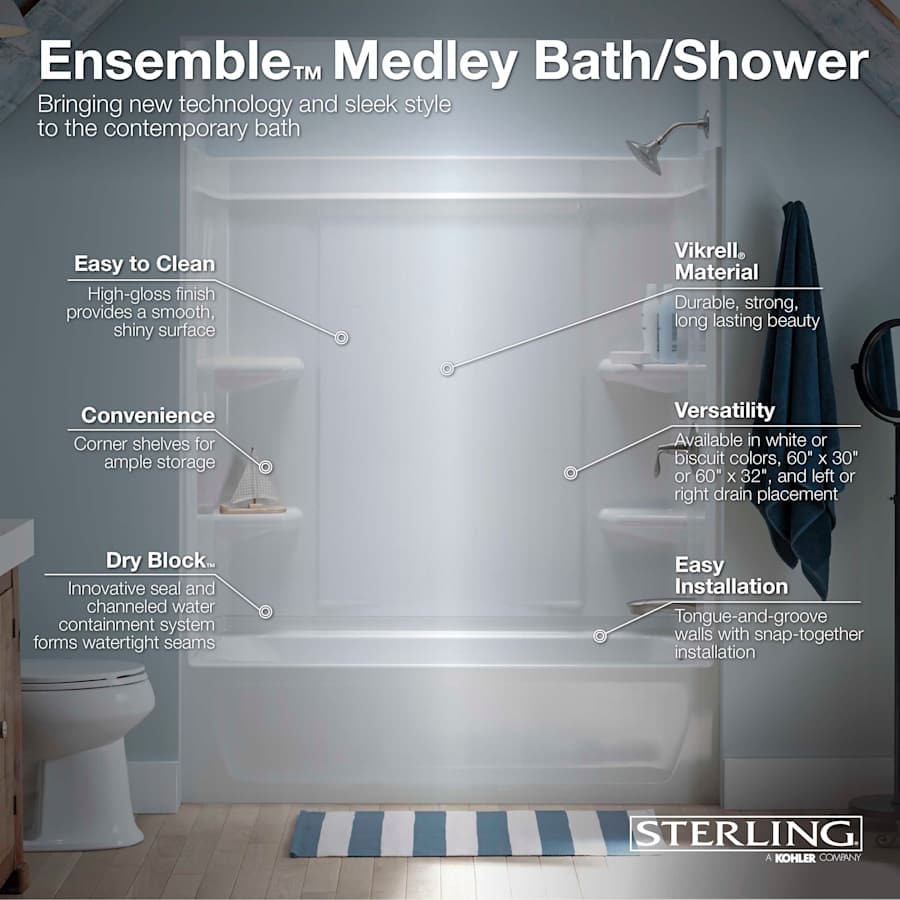 ysnbページ Sterling Ensemble 60-in L x 32-in W x 54-in H White 3-Piece
