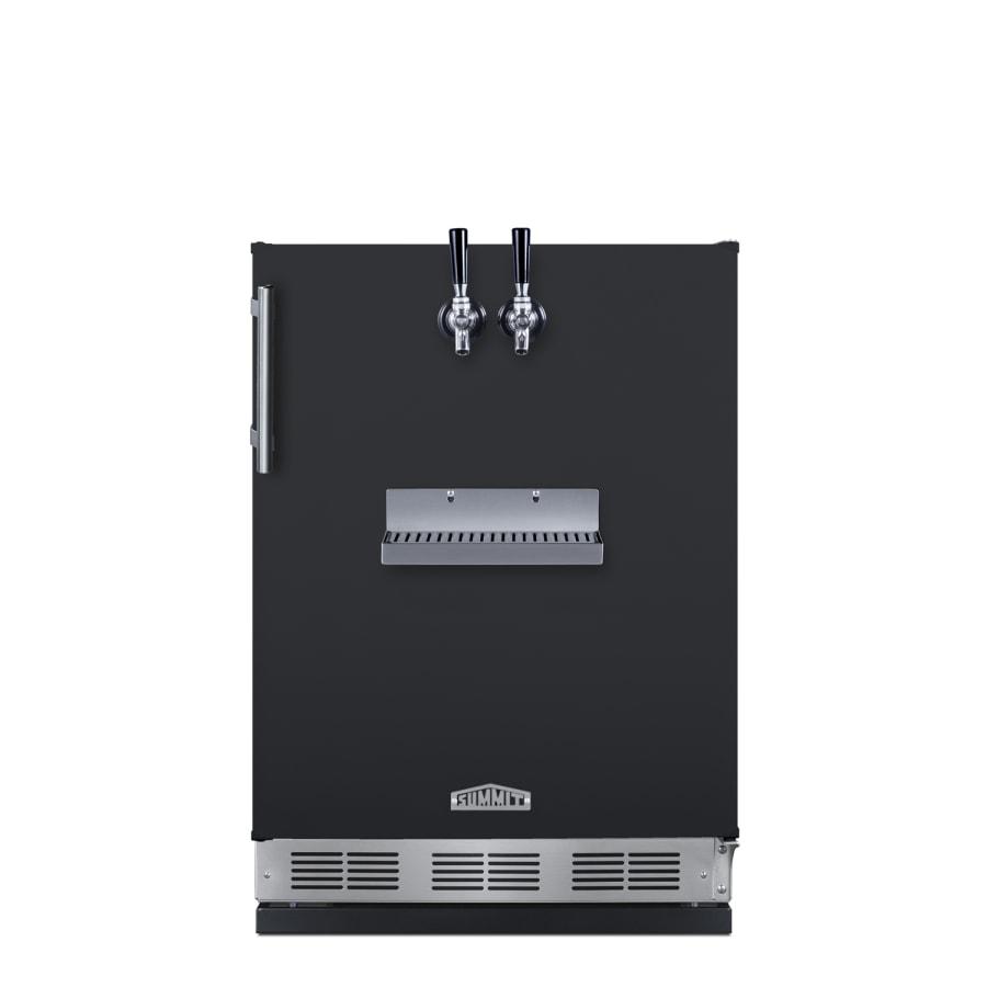 Summit 24 Inch Wide 5.3 Cu. Ft. Built-In Double Tap Coffee Kegerator with 2 Taps and Automatic Defrost Black