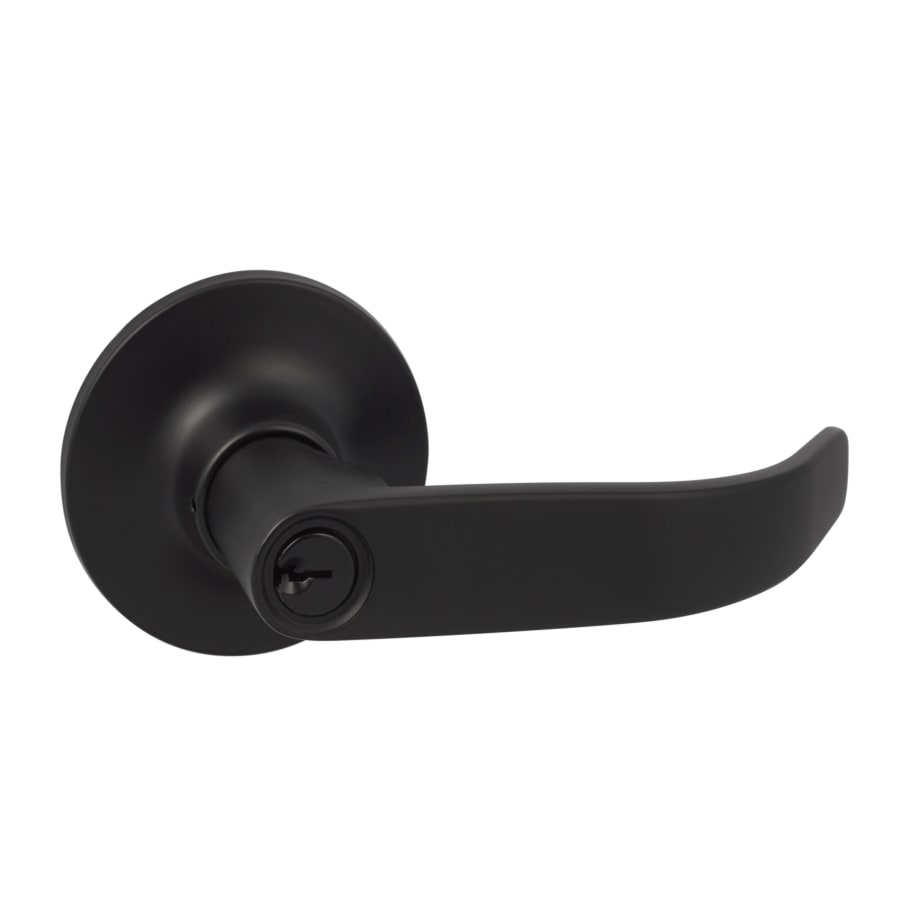Sure-Loc Alder Single Cylinder Keyed Entry Door Lever Set with Round Rose Flat Black