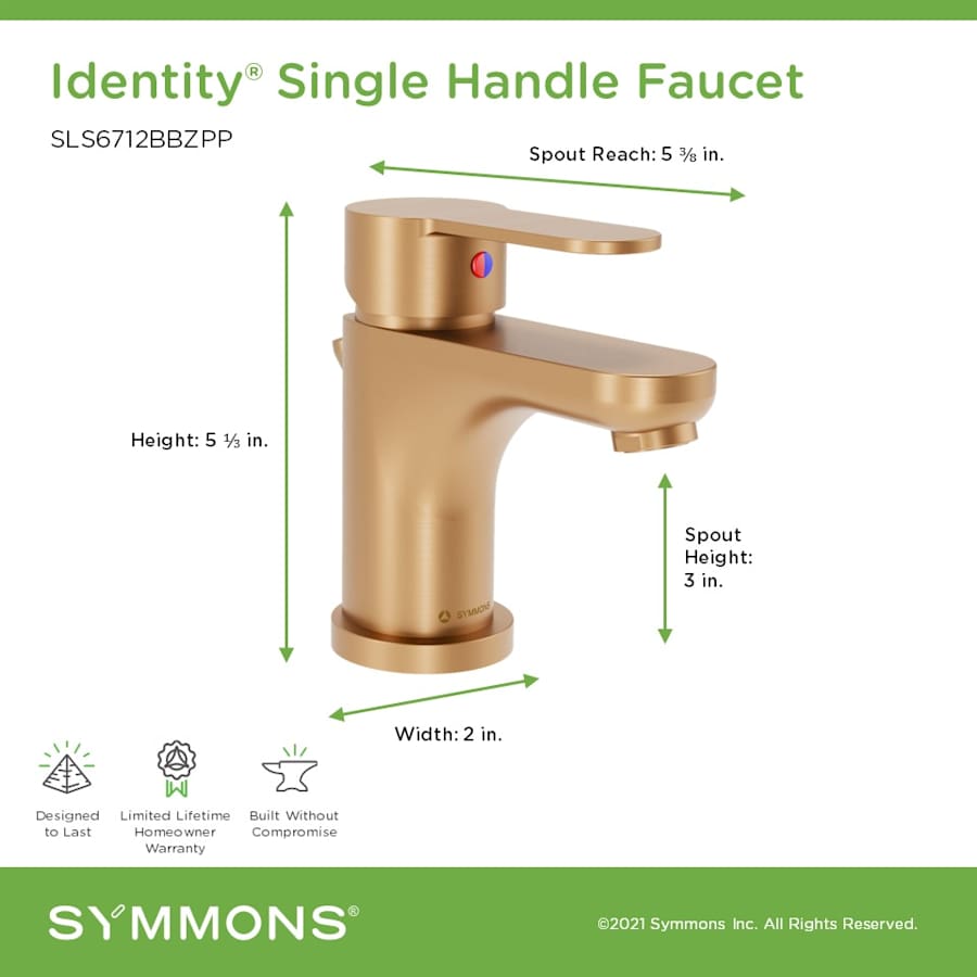Symmons Badarmatur Mit Ablaufgarnitur, 1.0 GPM Durchfluss - Gebürstete Bronze, Wassersparend & Stylisch