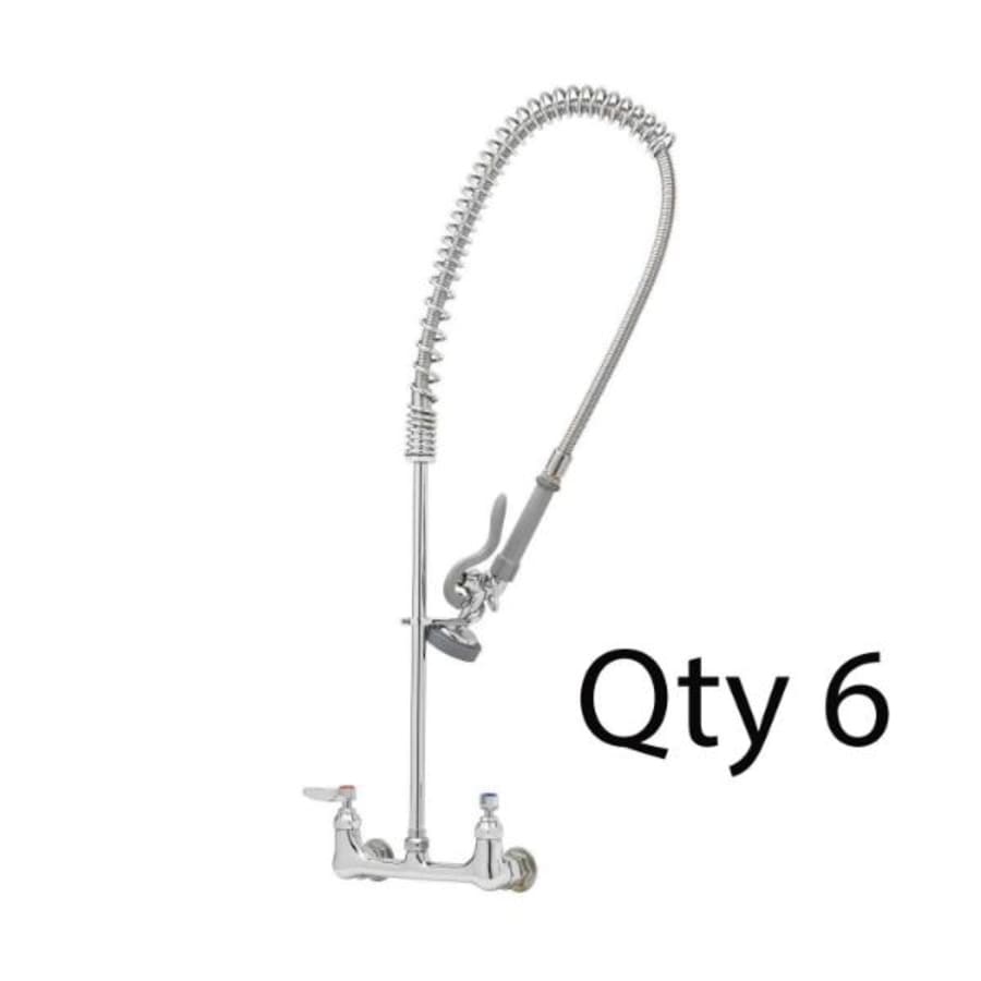 T and S Brass Pre-Rinse 8" Wall Mounted Food Service Faucet Chrome Plated