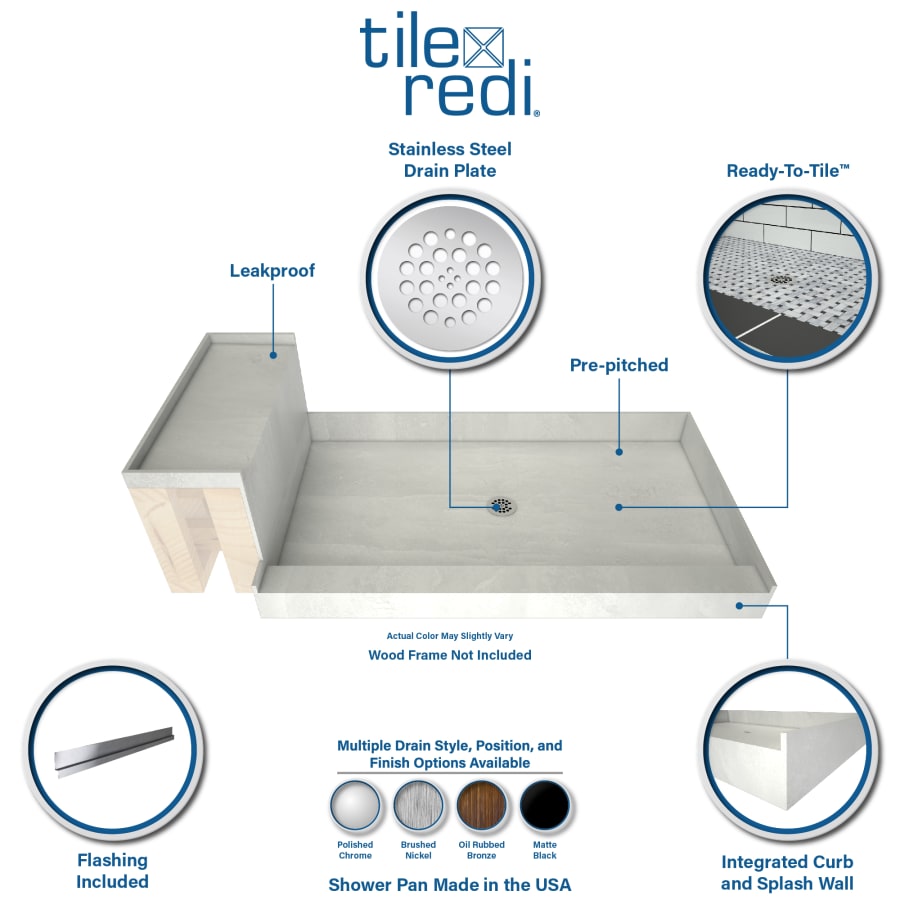 Tile Redi 3460R RB34 KIT Base N Bench 34 x 72 Build