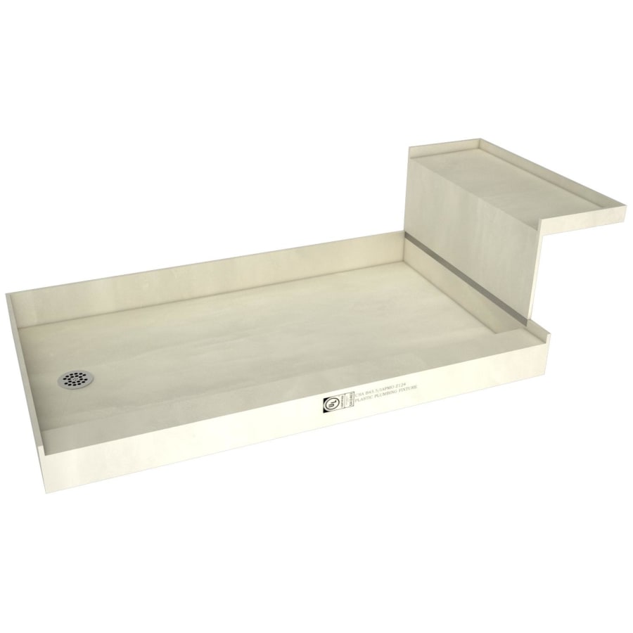 Tile Redi Base'N Bench 60" x 30" Rectangular Shower Base with Single Threshold and Left Drain Brushed Nickel