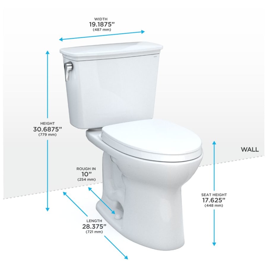 TOTO MS786124CEFG.10#01 Drake 1.28 GPF Two Piece Elongated | Build.com