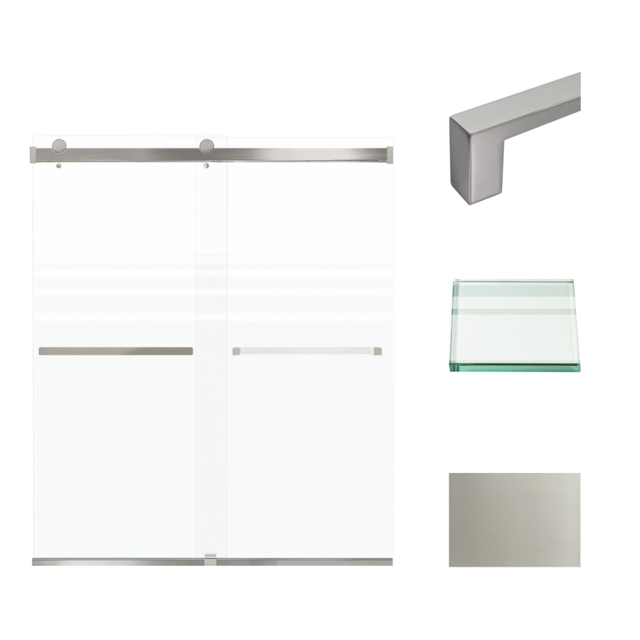 Transolid 70" High x 60" Wide Bypass Frameless Shower Door with Clear Glass Brushed Stainless
