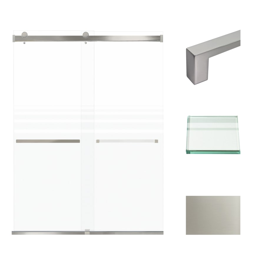Transolid 80" High x 60" Wide Bypass Frameless Shower Door with Clear Glass Brushed Stainless