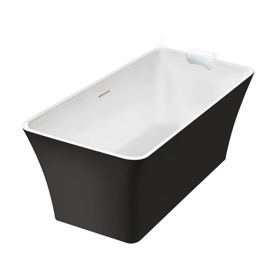 Transolid Lily 59" Free Standing Acrylic Soaking Tub with Center Drain and Overflow Black / White