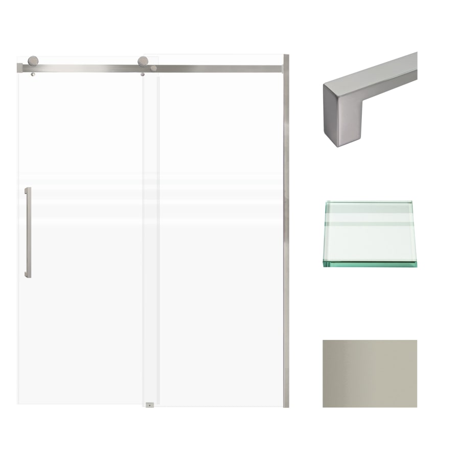 Transolid 76" High x 60" Wide Bypass Frameless Shower Door with Clear Glass Brushed Stainless
