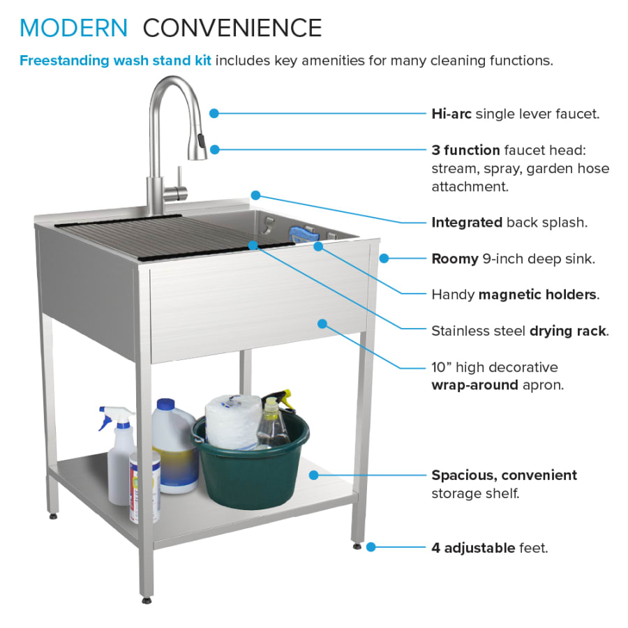Transolid K-EWS-2422S Contemporary Laundry Washstand 24\, image size:900x900