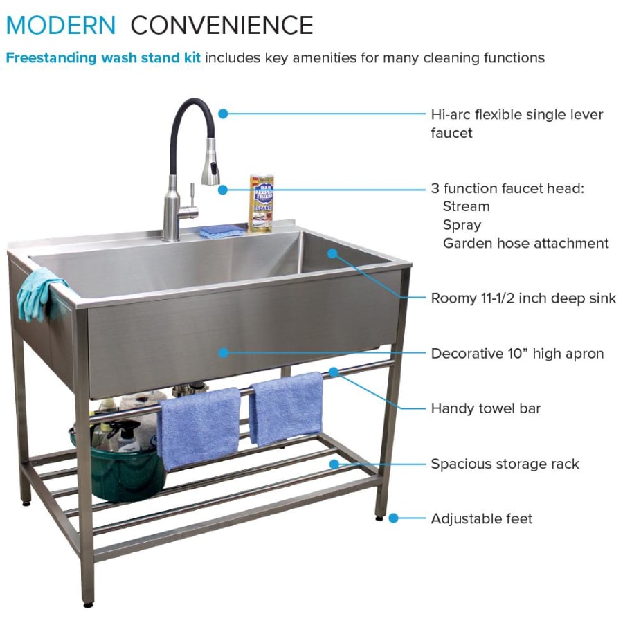 Transolid TFH-3622-SS Contemporary Laundry Washstand 36\, image size:900x900