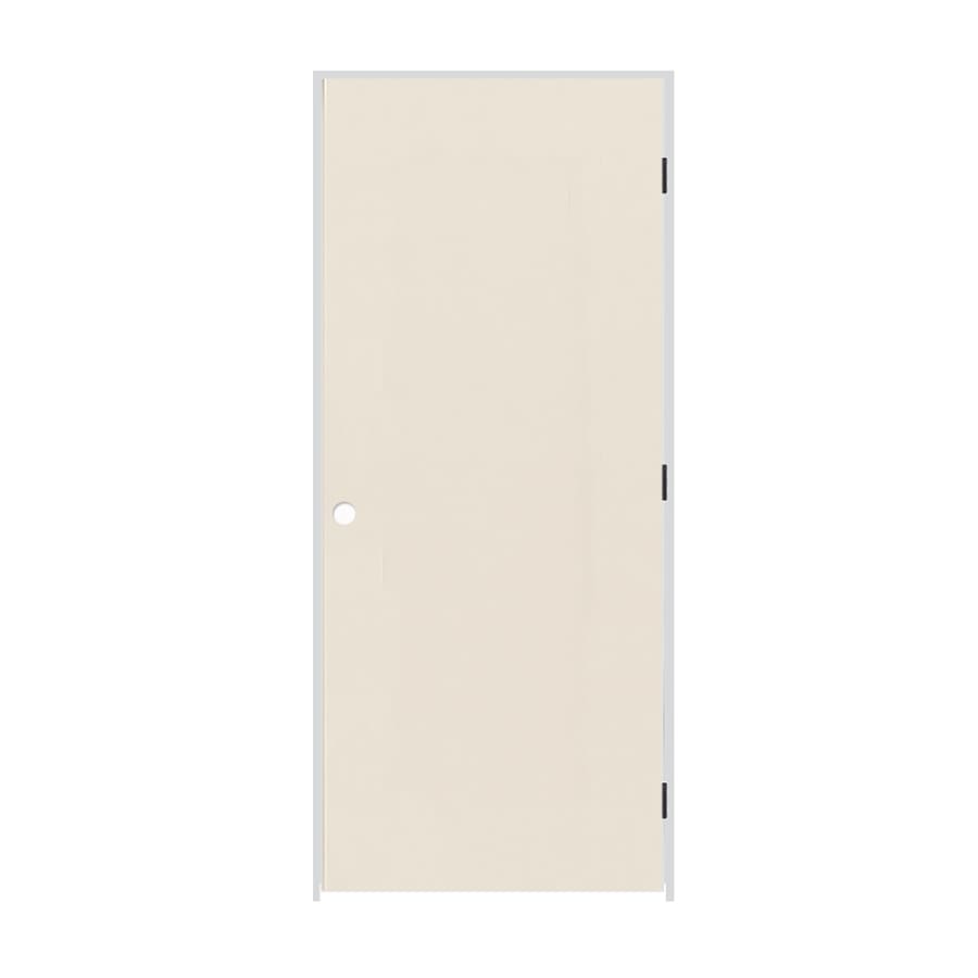 Trimlite 24" x 80" Primed Hardboard Solid Core Flush 6-9/16" Jamb Left Hand Prehung Door with Oil Rubbed Bronze Hinges Primed