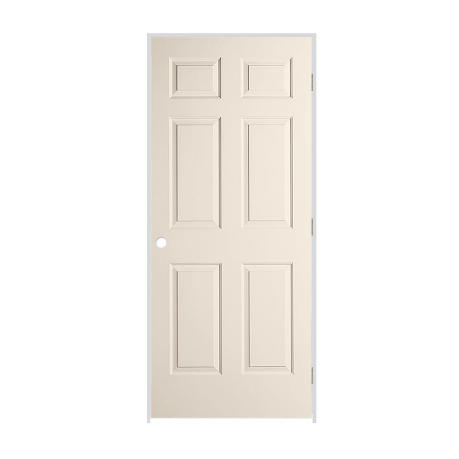 Trimlite 24" x 80" x 1-3/8" Primed 6-Panel Colonist Molded Textured Hollow Core 4-9/16" LH Prehung Door with Brushed Chrome Hinges Primed