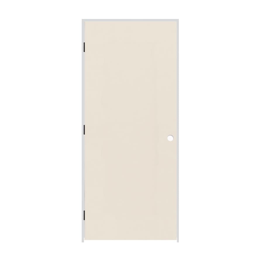 Trimlite 24" x 84" Primed Hardboard Hollow Core Flush 4-9/16" Jamb Right Hand Prehung Door with Black Hinges Primed