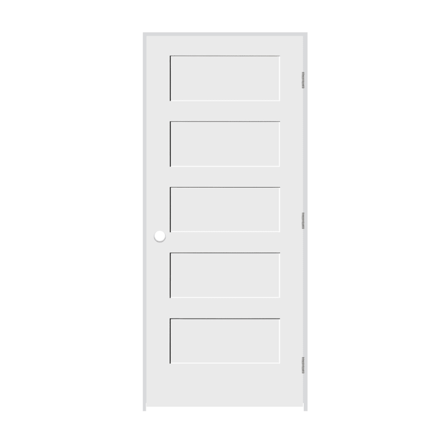 Trimlite 26" by 80" Shaker 5-Panel Left Handed Interior Pre-Hung Passage Door with Satin Nickel Hinges and 7-1/4" Door Jamb Primed