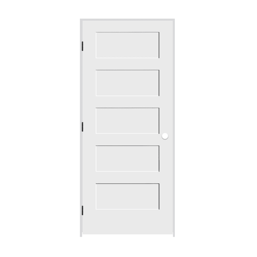 Trimlite 28" by 80" Shaker 5-Panel Right Handed Interior Pre-Hung Passage Door with Black Hinges and 7-1/4" Door Jamb Primed