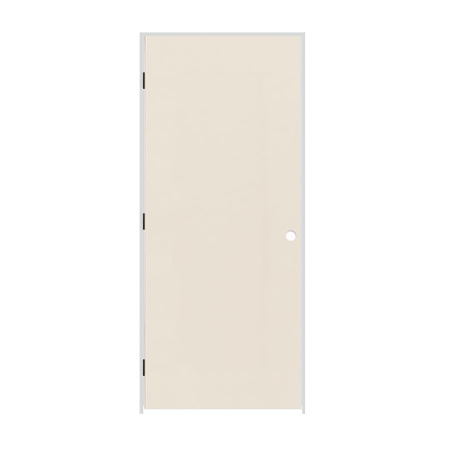 Trimlite 28" x 80" Primed Hardboard Hollow Core Flush 4-9/16" Jamb Right Hand Prehung Door with Oil Rubbed Bronze Hinges Primed