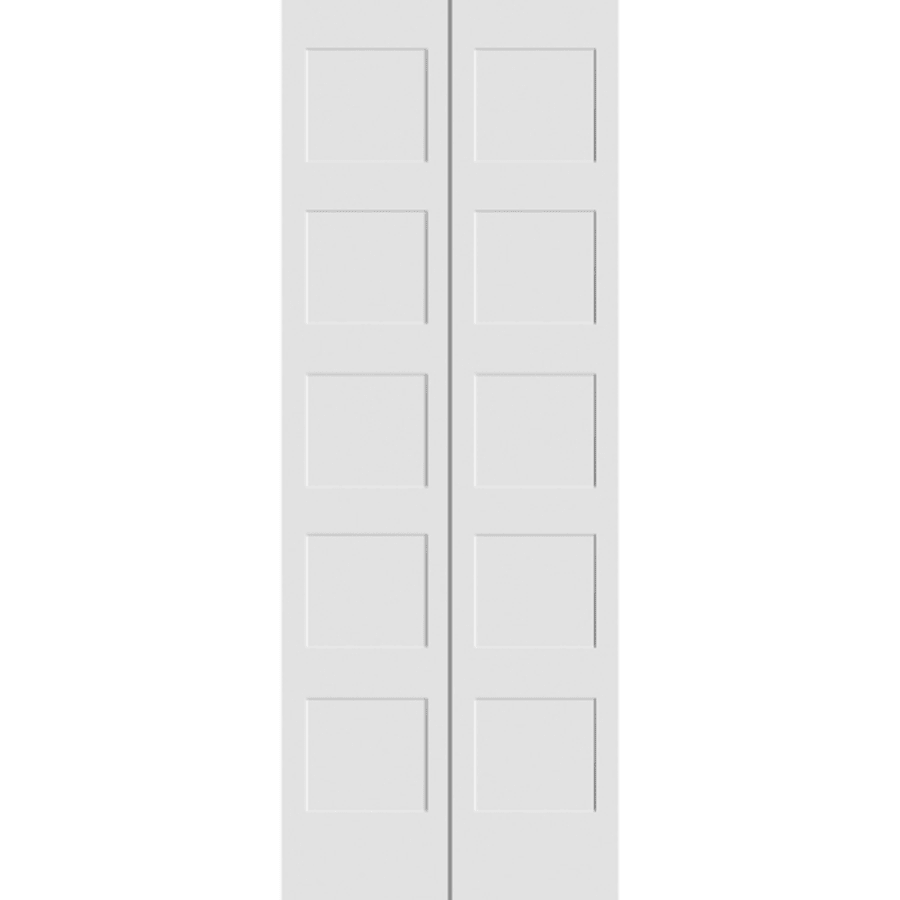 Trimlite 30 Inch by 79 Inch Flat 5-Panel Shaker Interior Bifold Door with Installation Hardware Primed