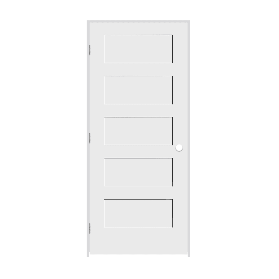 Trimlite 36" by 80" Shaker 5-Panel Right Handed Interior Pre-Hung Passage Door with Brushed Chrome Hinges and 6-9/16" Door Jamb Primed