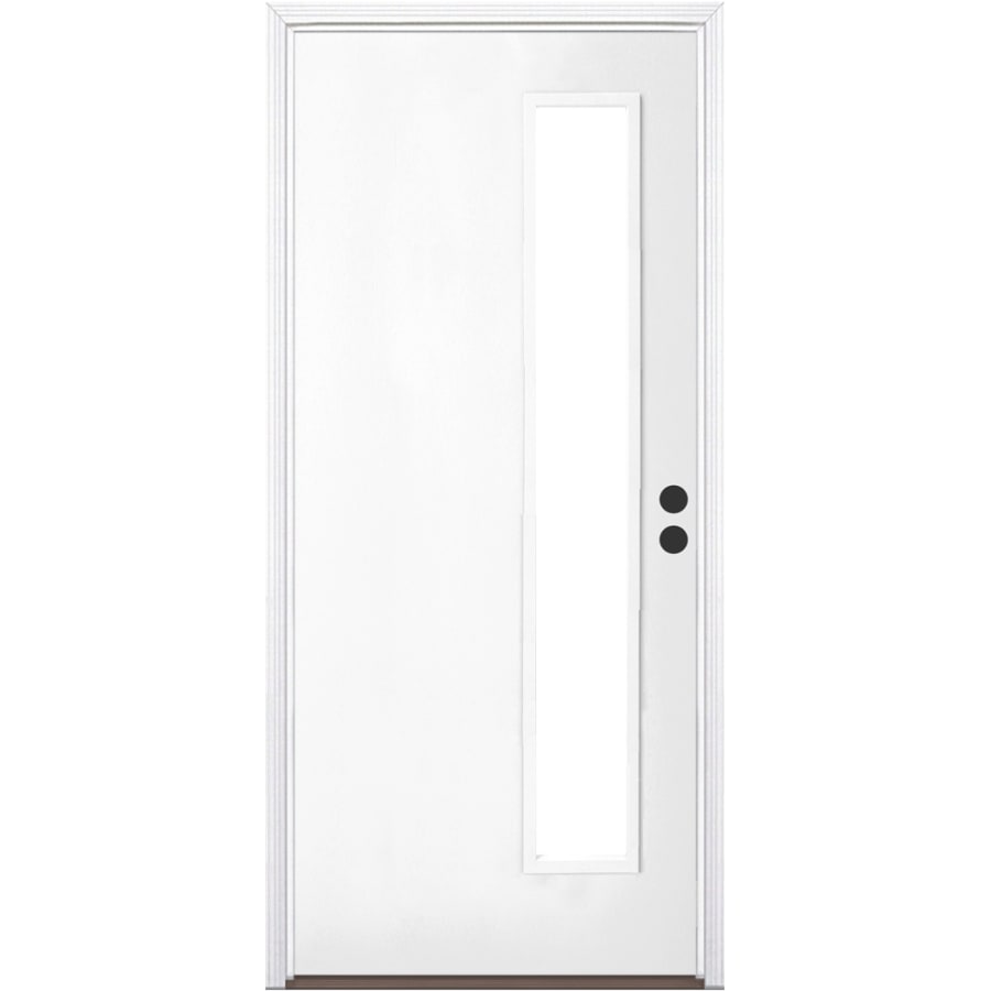 Trimlite 36" by 80" Left Handed Exterior Pre-Hung Entry Door with Satin Nickel Hinges and Bronze Sill Primed