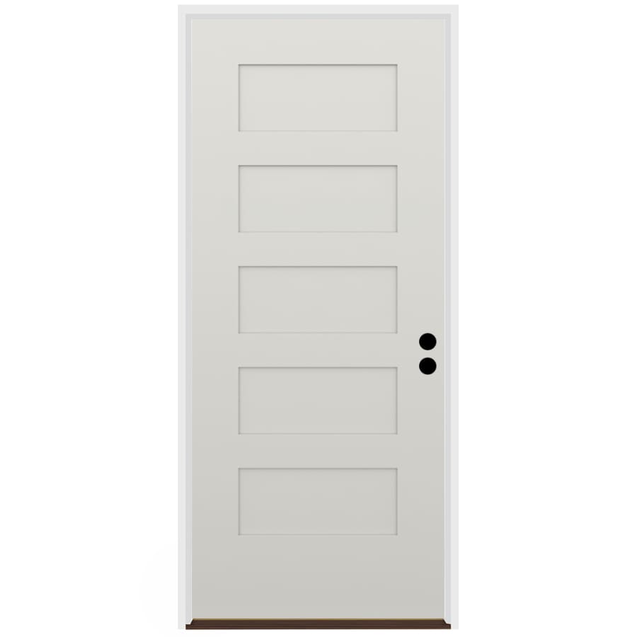 Trimlite 36" W x 80" H 5-Panel Contemporary Left-Hand Inswing Exterior Prehung Entry Door with Black Hinges, 6-9/16" Door Jamb, and Bronze Sill Primed