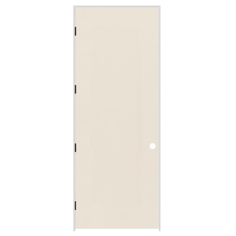 Trimlite 36" x 96" Primed Hardboard Solid Core Flush 7-1/4" Jamb Right Hand Prehung Door with Oil Rubbed Bronze Hinges Primed