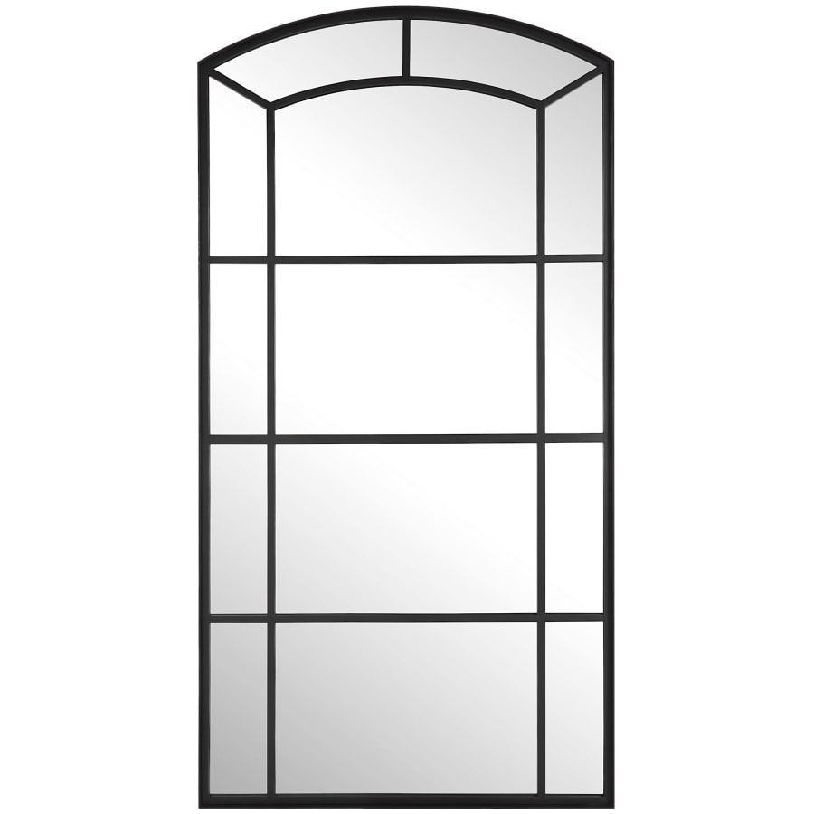 Uttermost Camber 42-1/8" W x 81-3/4" H Arched Framed Bathroom Mirror Satin Black