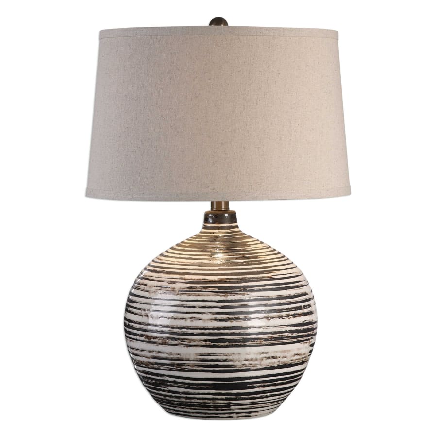 Uttermost Bloxom 1 Light Table Lamp with Linen Shade Dark Mocha-Bronze Glaze