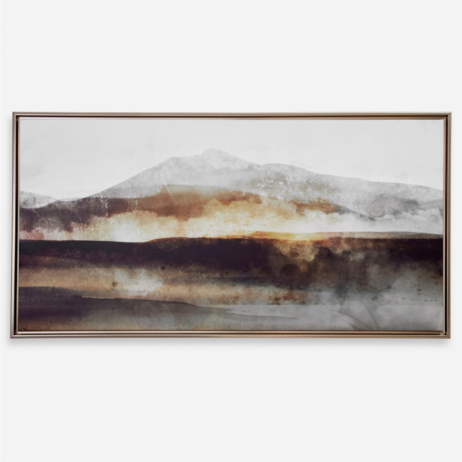 Uttermost Splash Of Land 26" x 50" Framed Landscapes Drawing Print Bronze