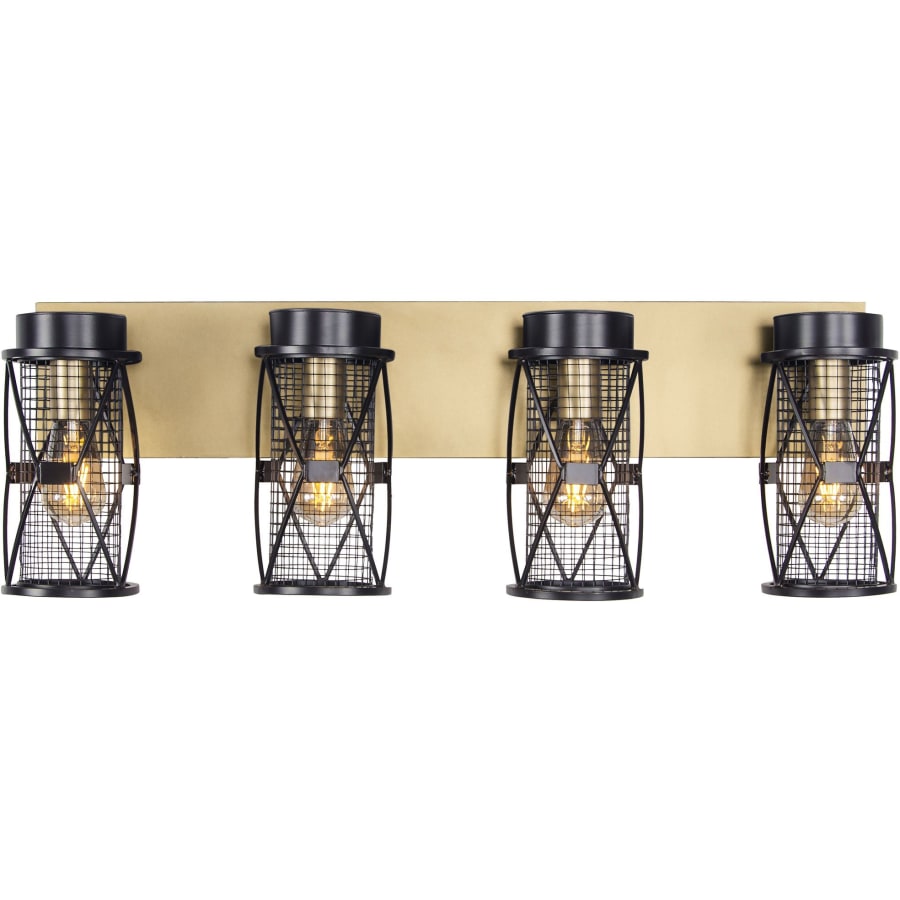 Varaluz Harlequin 4 Light 32-1/8" Wide Bathroom Vanity Light with Metal Shades Warm Bronze / Gold