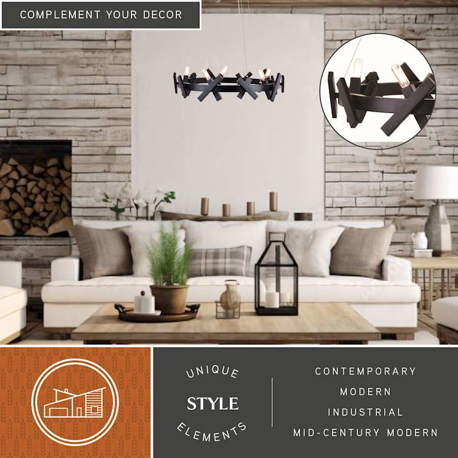 Vaxcel Lighting Wells 5 Light Ring Chandelier - Thumbnail 5