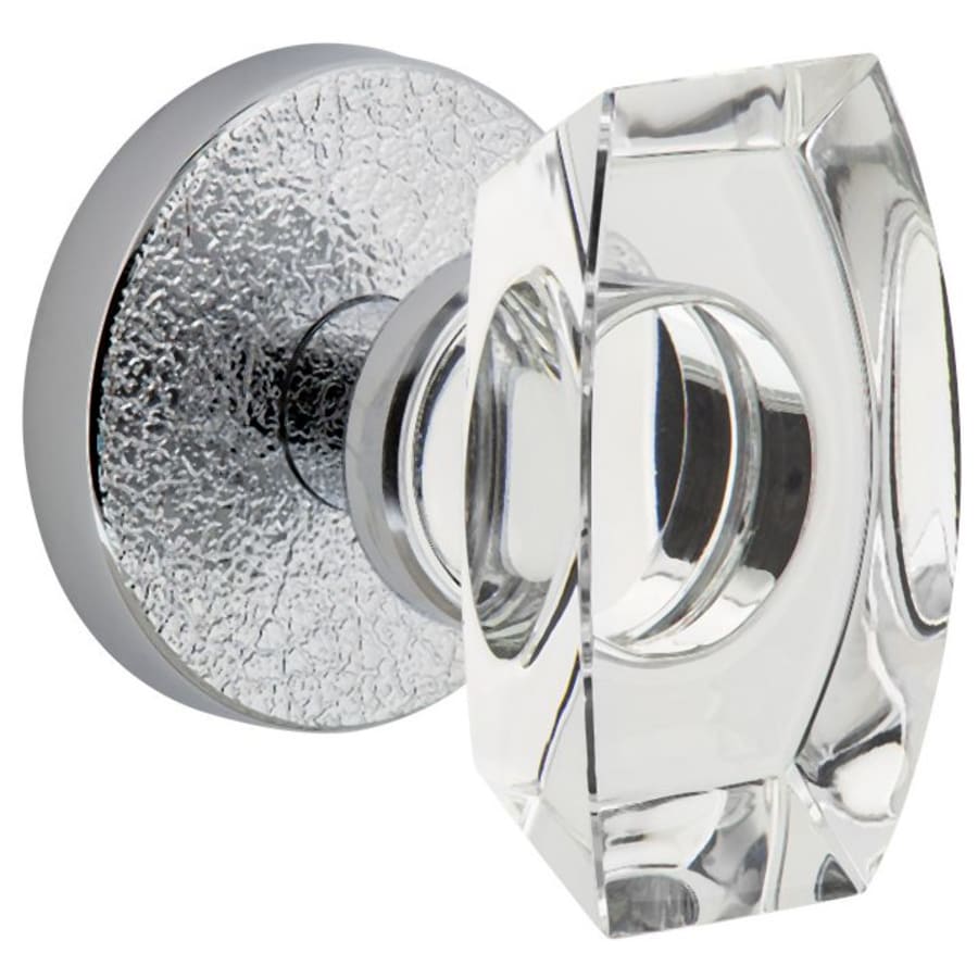 Viaggio Motivo Solid Brass Passage Door Knob Set with Stella Crystal Knob and Circolo Leather Rosette - 2-3/8" Backset Bright Chrome