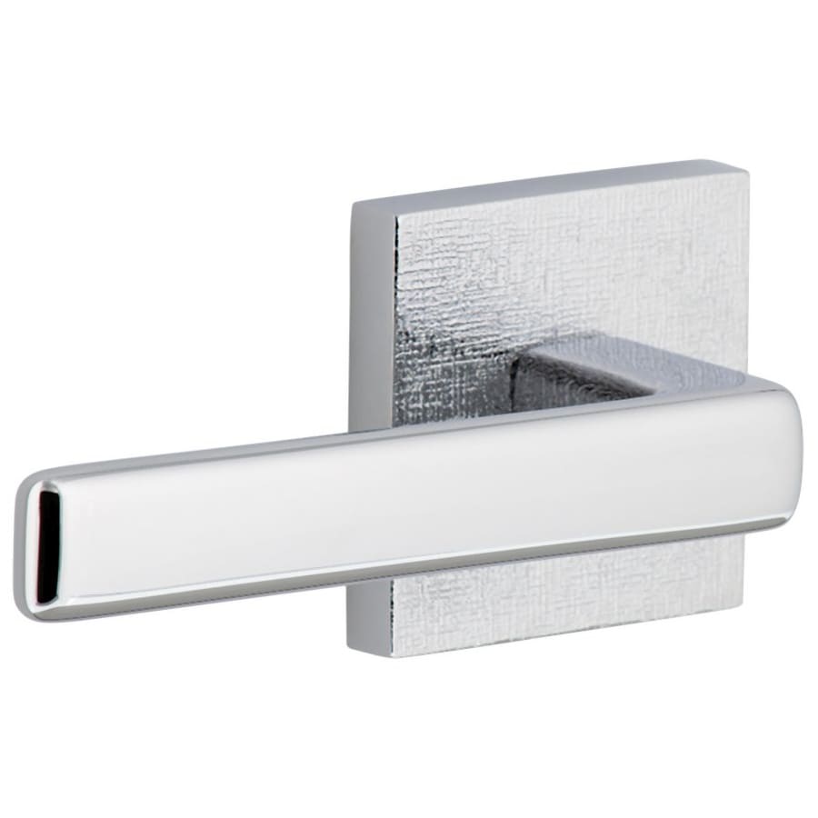 Viaggio Motivo Left Handed Solid Brass Passage Door Lever Set with Lusso Lever and Quadrato Linen Backplate - 2-3/8" Backset Bright Chrome