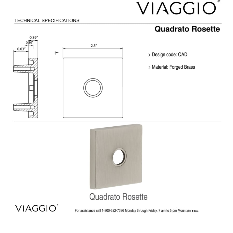 Viaggio 624737 Quadrato Solid Brass Non-Turning One-Sided