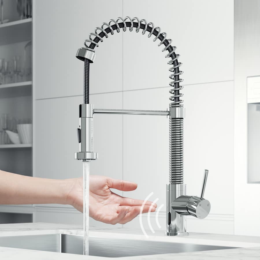 Vigo Edison 1.8 GPM 19" H Single Handle Single Hole Pre-Rinse Pull Down Kitchen Faucet with Touchless Sensor Chrome
