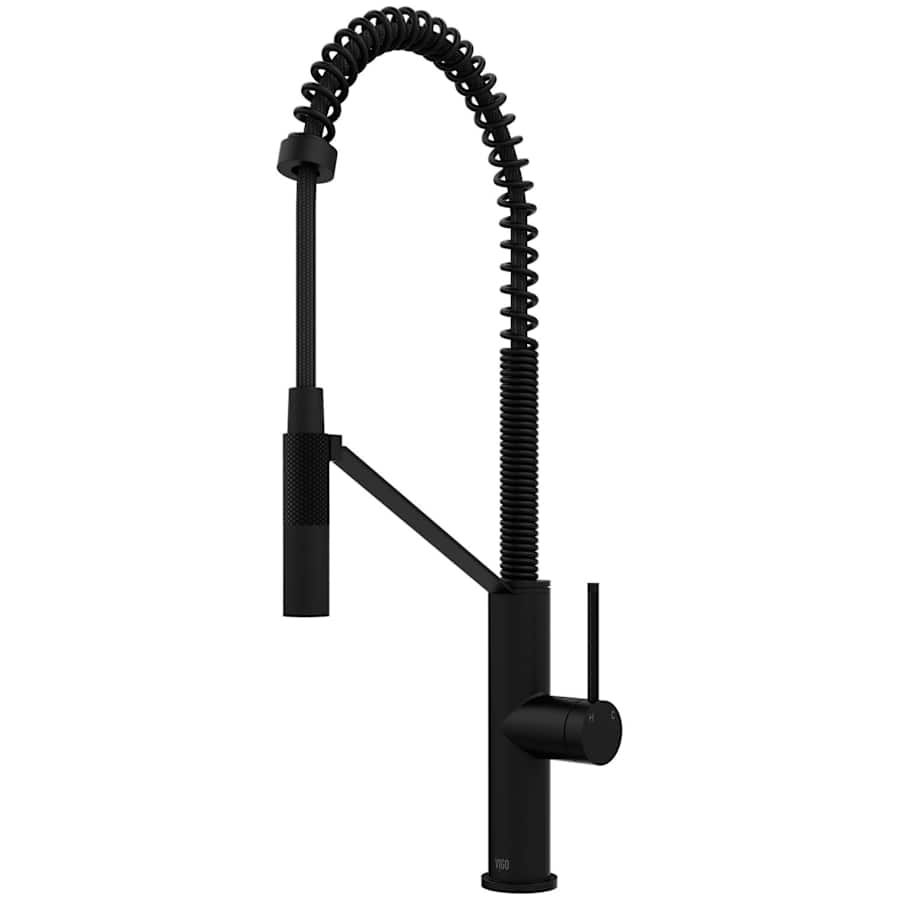 Vigo Livingston 1.8 GPM 24" H Single Handle Single Hole Pre-Rinse Pull Down Kitchen Faucet Matte Black
