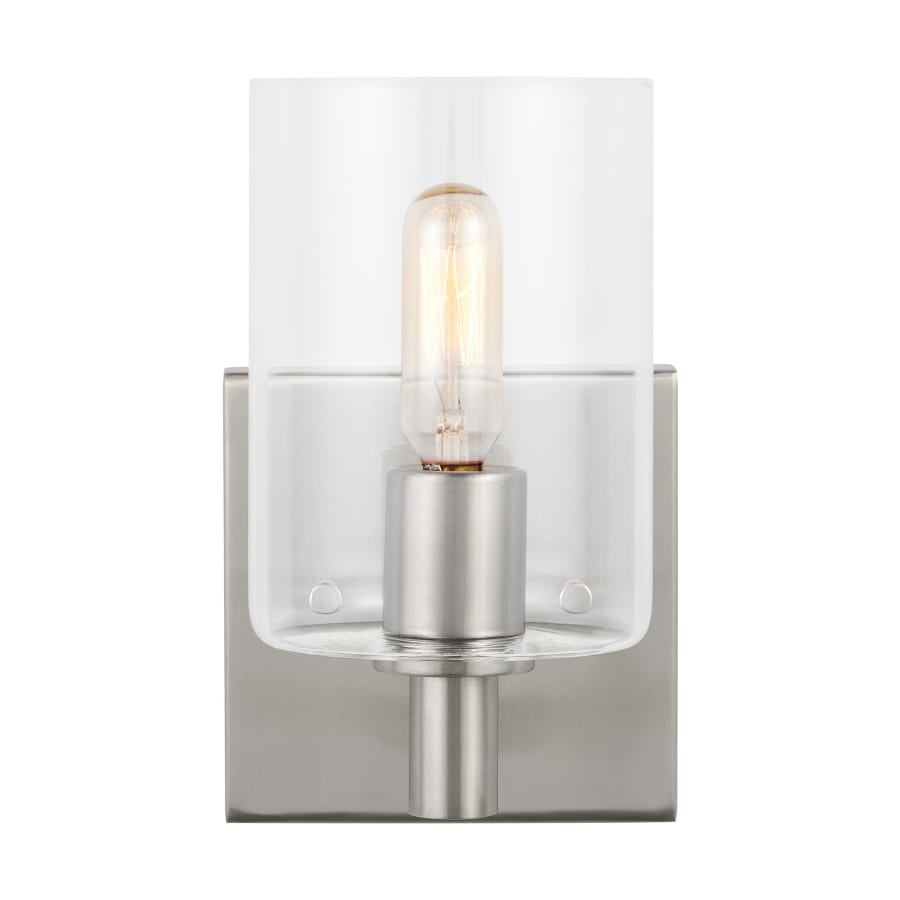 Visual Comfort Fullton 8" Tall LED Bathroom Sconce with Clear Glass Shade Brushed Nickel