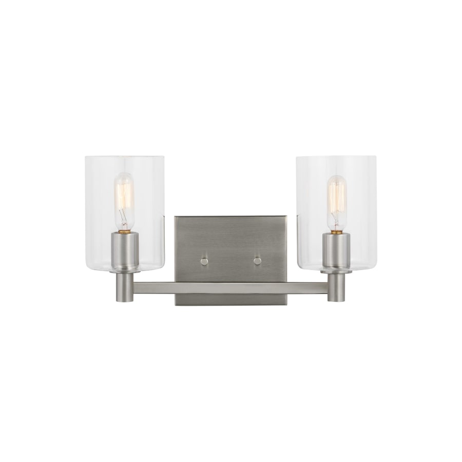 Visual Comfort Fullton 2 Light 14" Wide Vanity Light with Clear Glass Shades Brushed Nickel