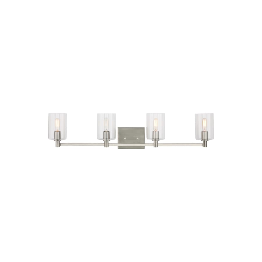 Visual Comfort Fullton 4 Light 35" Wide LED Vanity Light with Clear Glass Shades Brushed Nickel