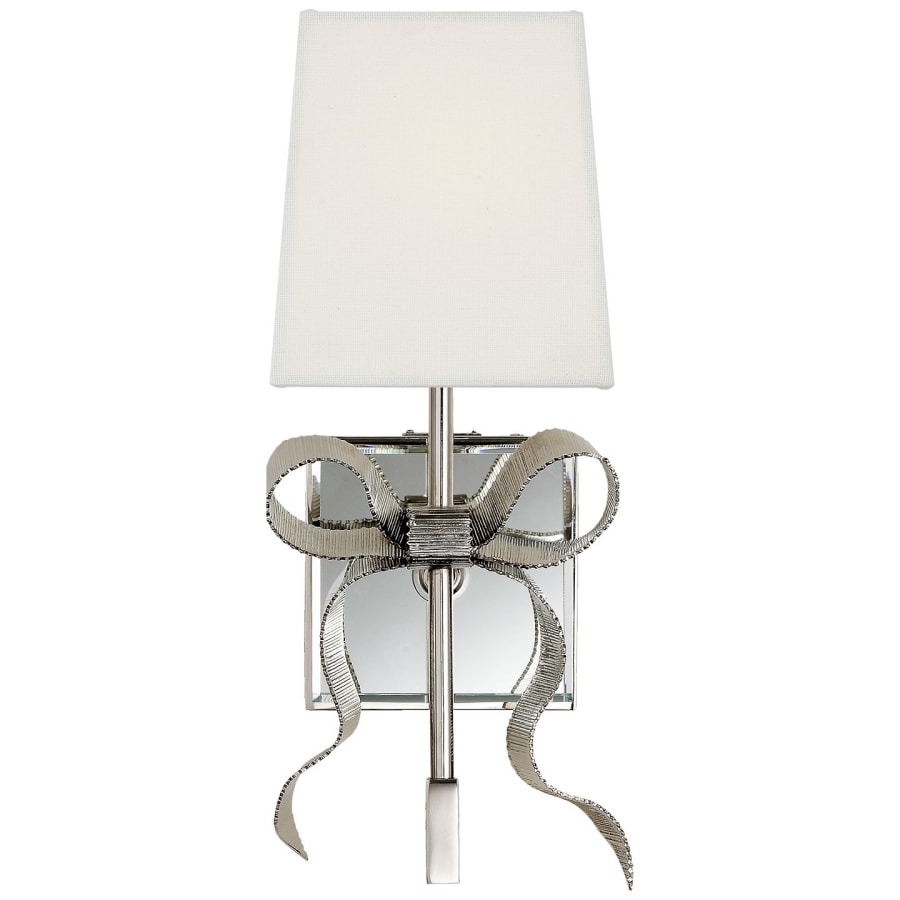 Visual Comfort Ellery 13-1/2" High Wall Sconce with Linen Shade Polished Nickel