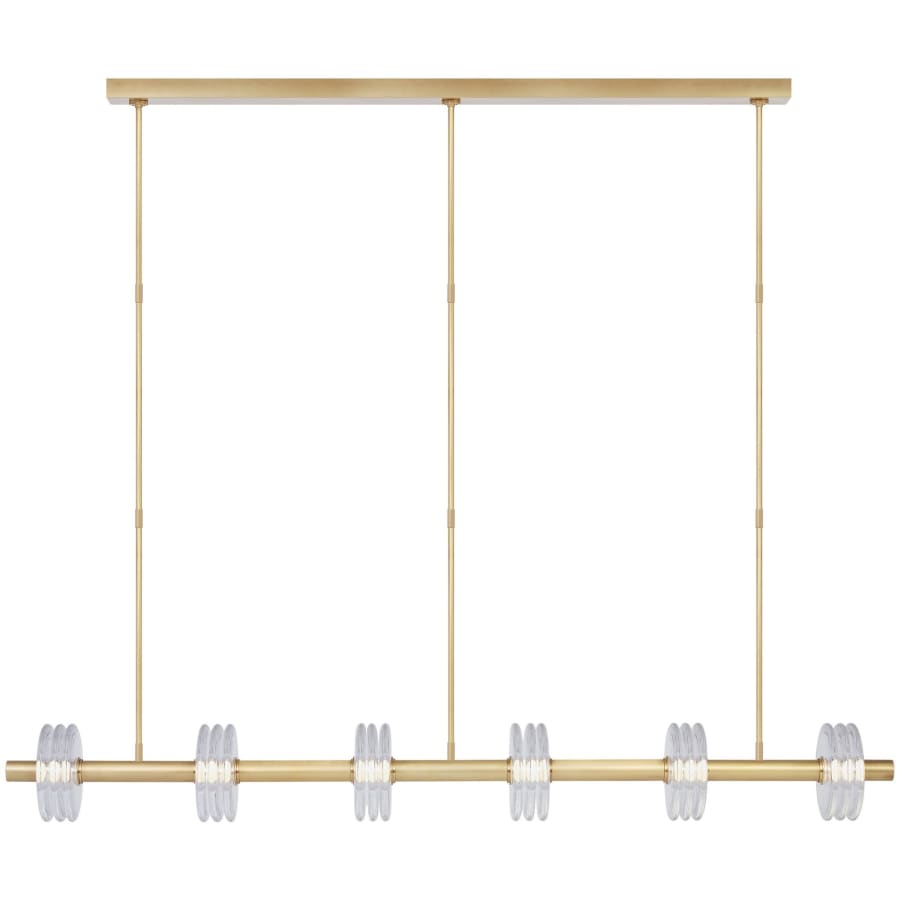 Visual Comfort Laurel 72" Wide LED Crystal Linear Chandelier Natural Brass