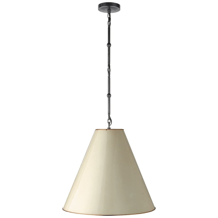 Visual Comfort Goodman 18" Medium Hanging Light with Antique White Shade by Thomas O'Brien Bronze