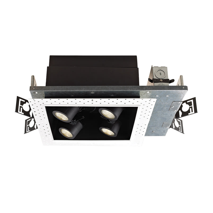 WAC Lighting Precision Multiples LED New Construction Housing for 4" Trims with 20° Spot Beam Spread and 0-10V Dimming Black / 2700